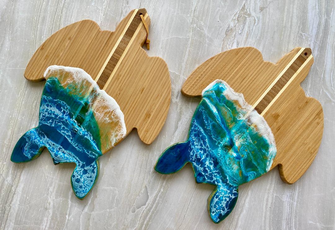 Sea Turtle (Honu) Resin and Bamboo Charcuterie Board