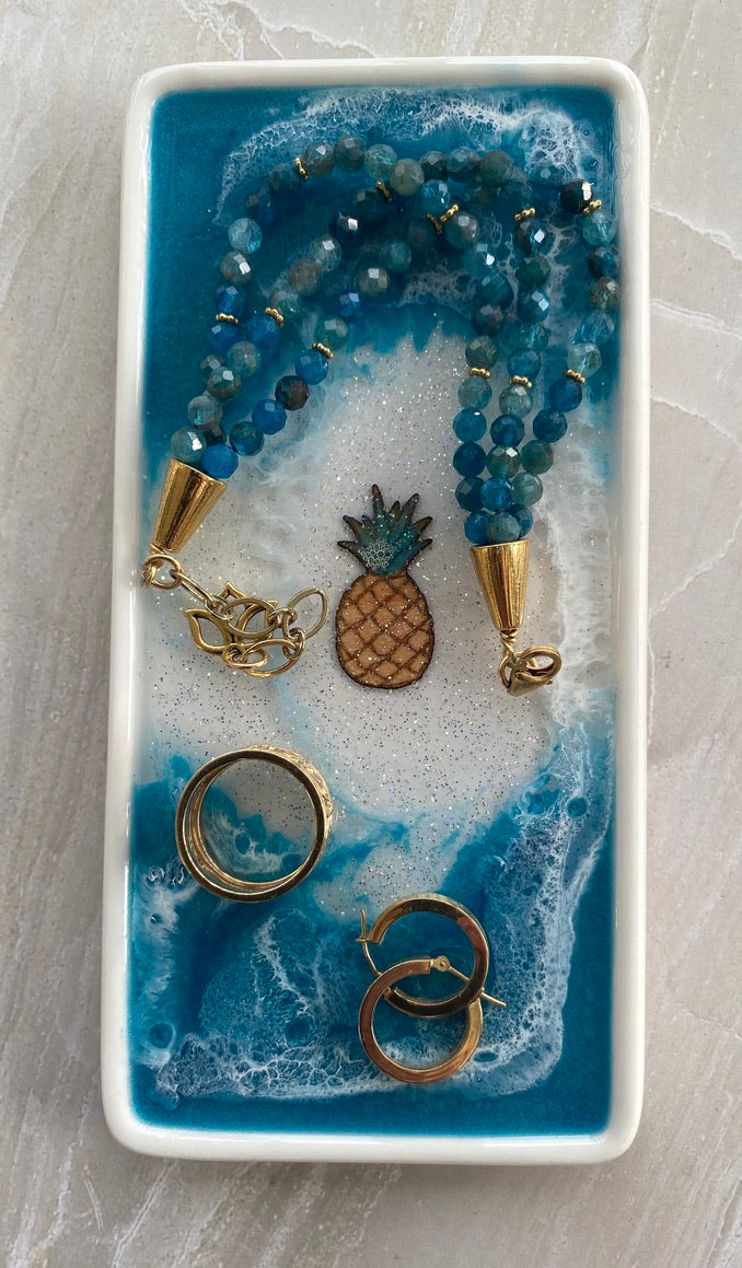 Pineapple and Resin Jewlery Dish Ocean Themed