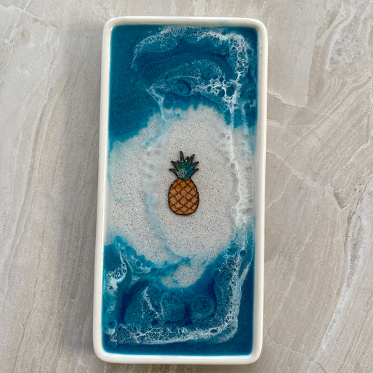 Pineapple and Resin Jewlery Dish Ocean Themed