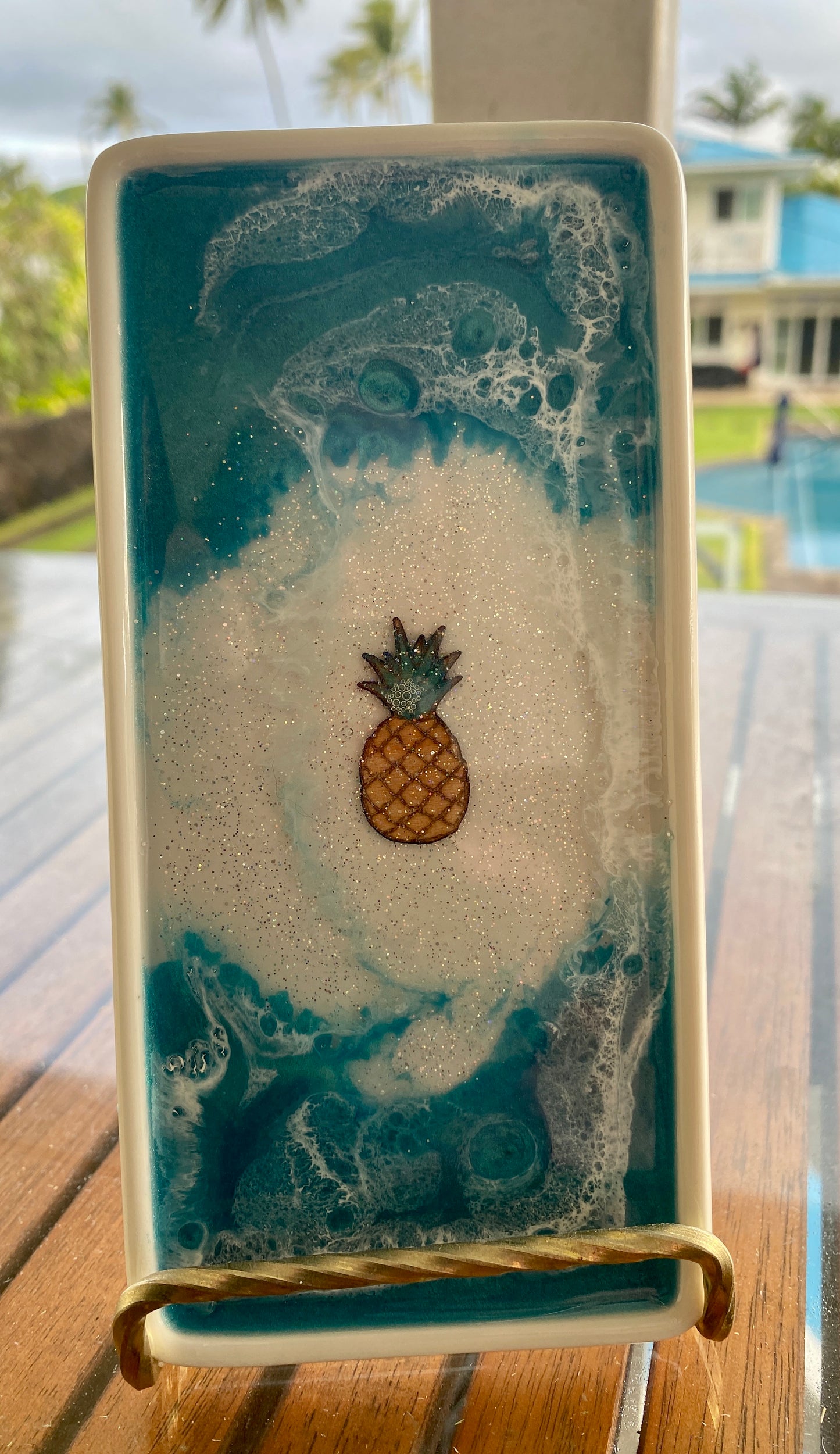 Pineapple and Resin Jewlery Dish Ocean Themed