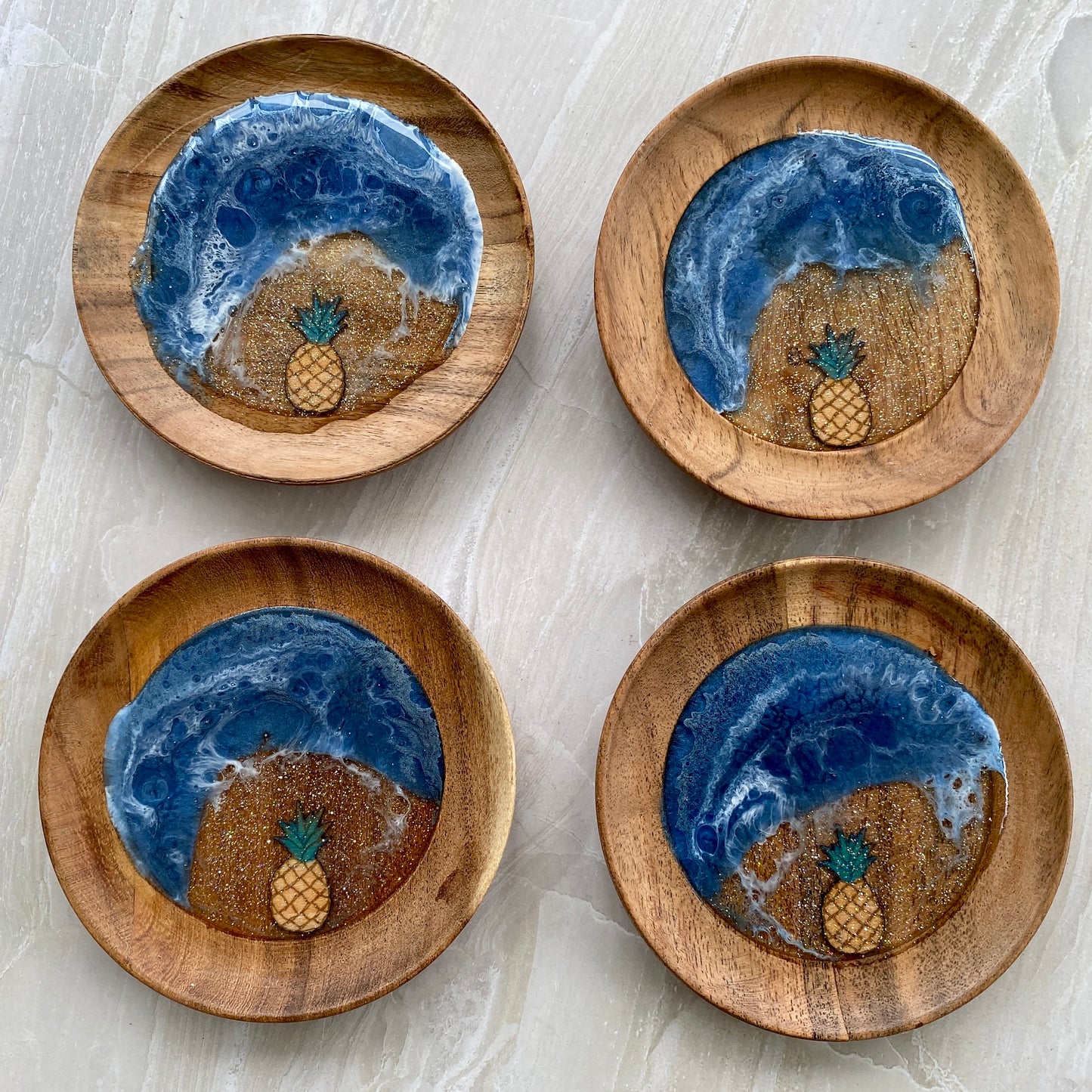 Pineapple Monkey Pod Coasters