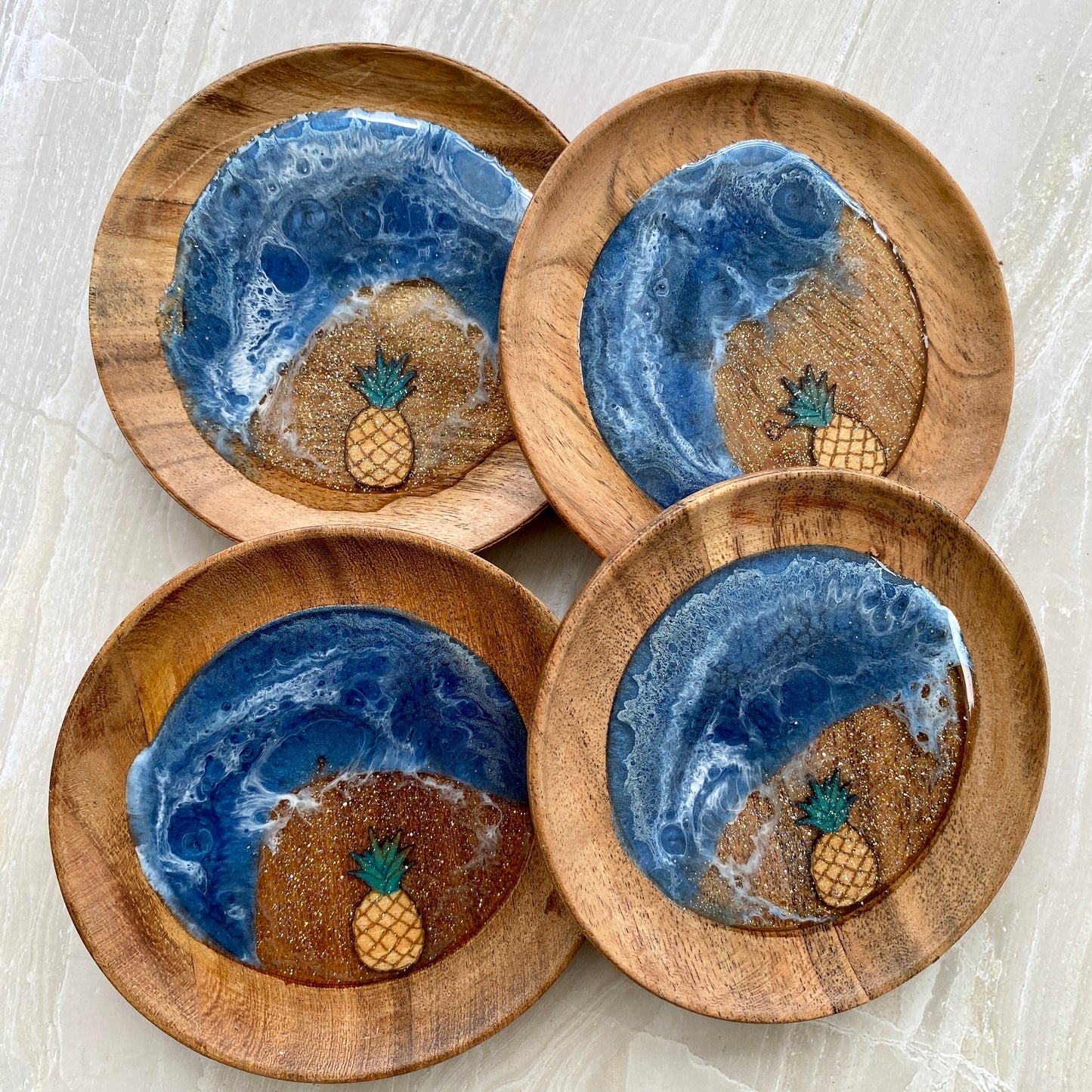 Pineapple Monkey Pod Coasters