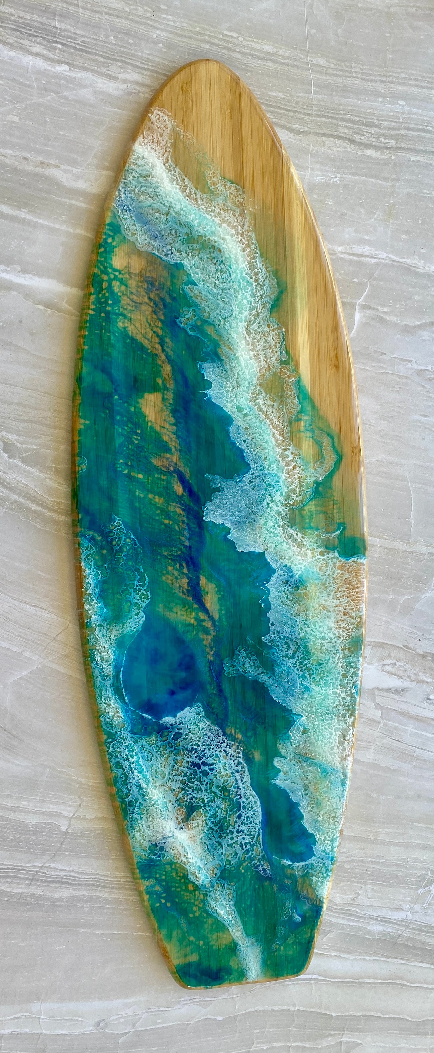 Bamboo and Ocean Themed Resin Surfboard Charcuterie