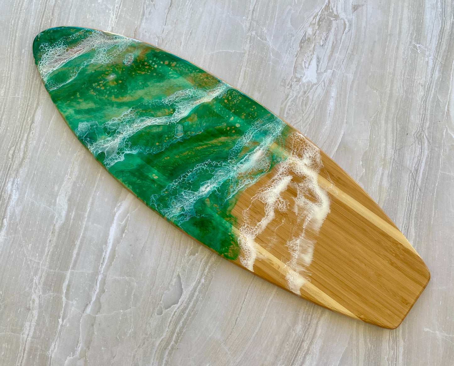 Bamboo and Ocean Themed Resin Surfboard Charcuterie