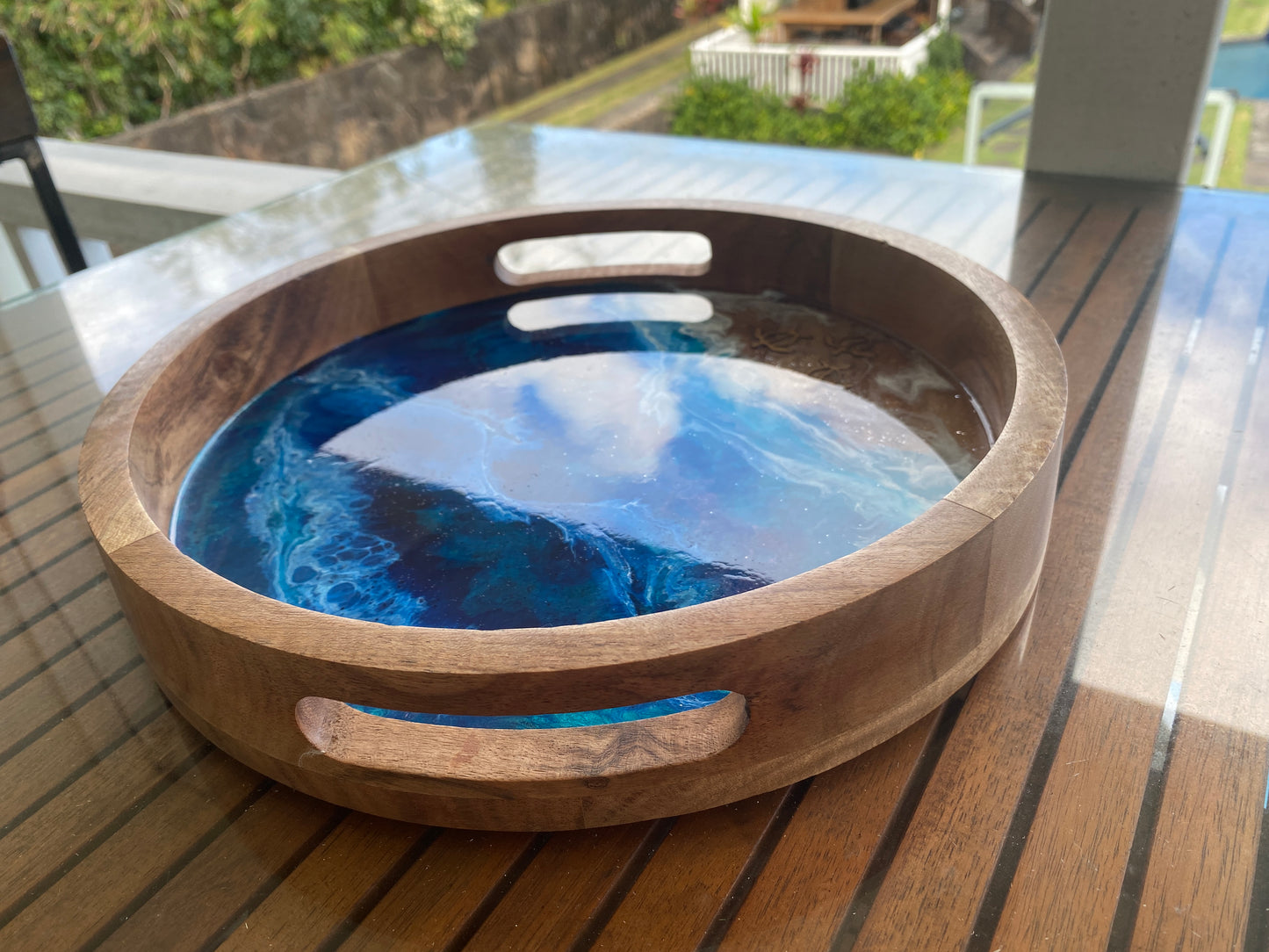 Ocean Themed Monkey Pod Tray with Turtles