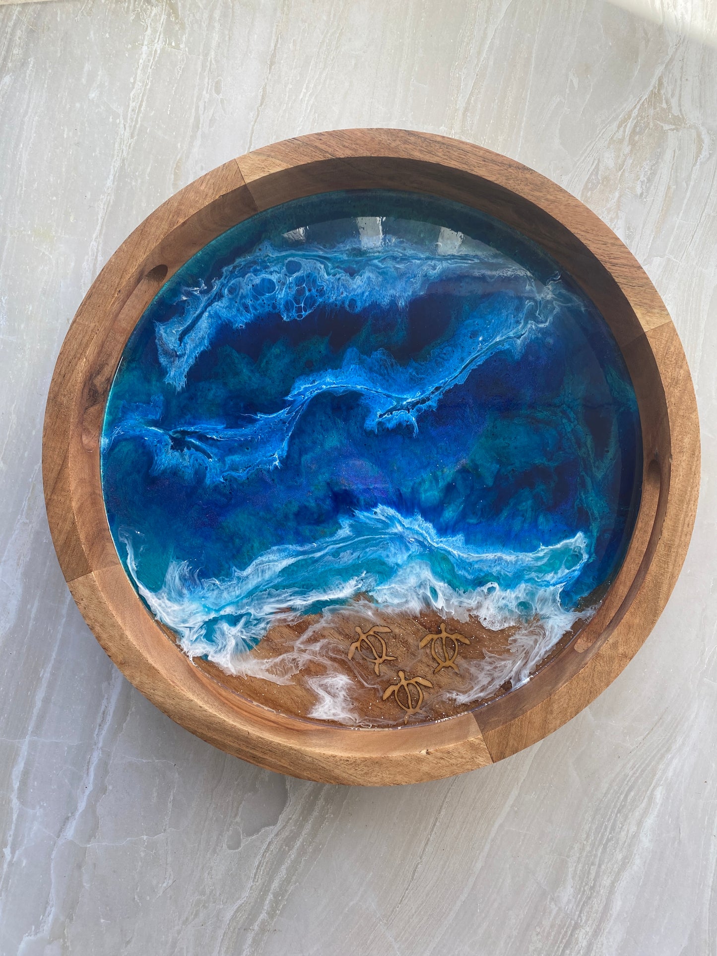 Ocean Themed Monkey Pod Tray with Turtles