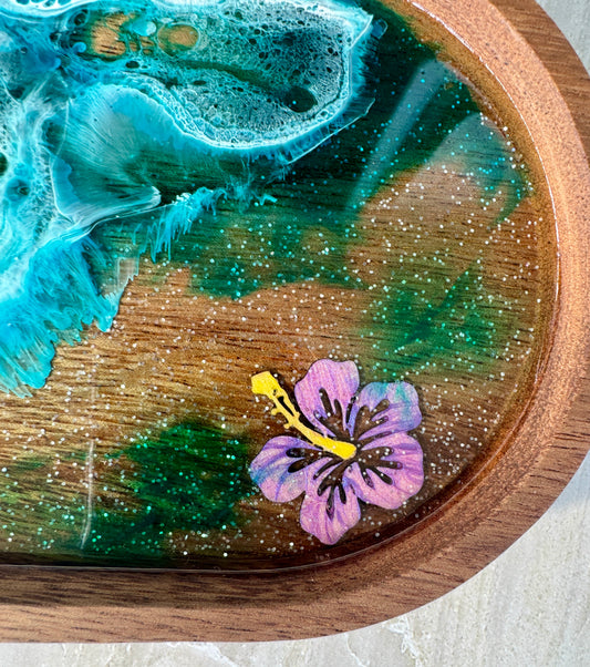 Mini Hibiscus Ocean Themed Vanity Tray