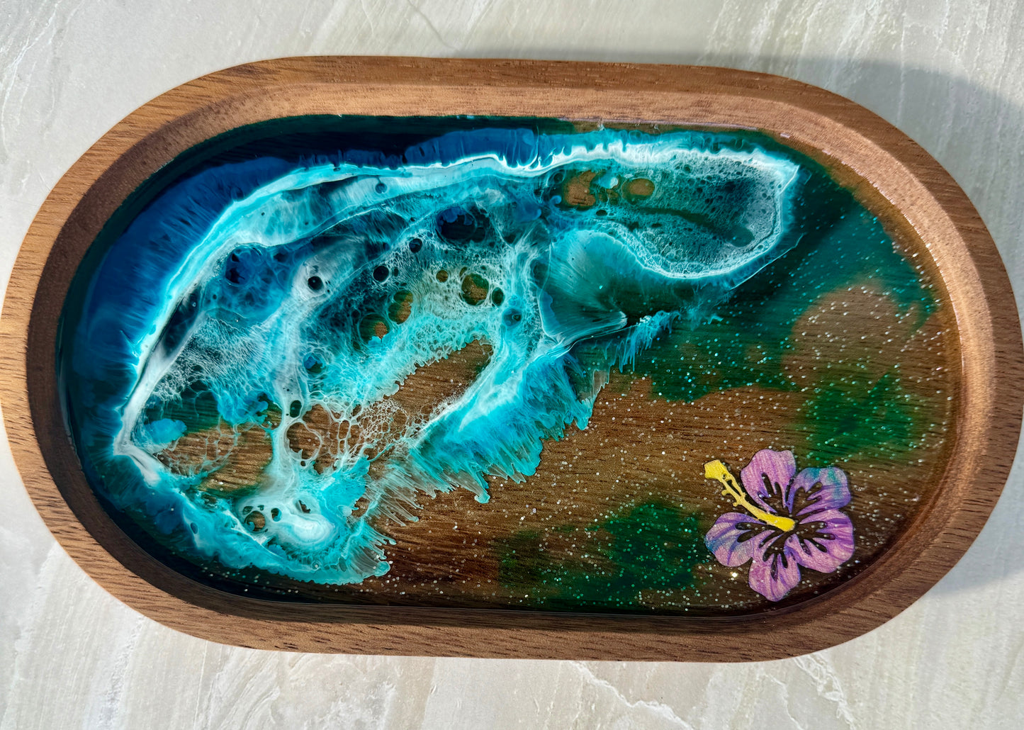 Mini Hibiscus Ocean Themed Vanity Tray