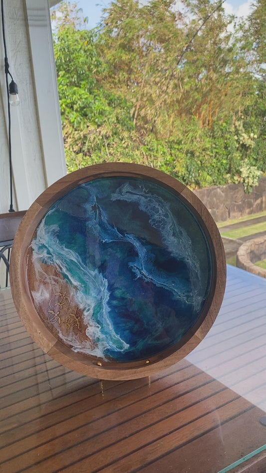 Ocean Themed Monkey Pod Tray with Turtles