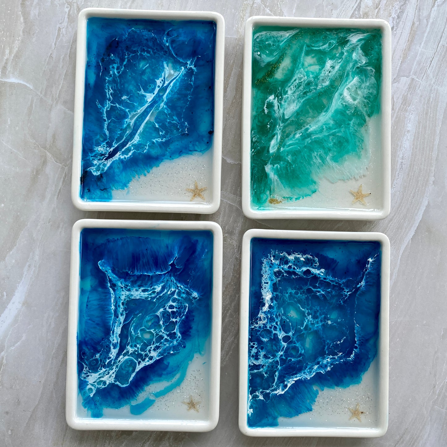 Ocean Themed Starfish Porcelain & Resin Ring/Earring Dishes