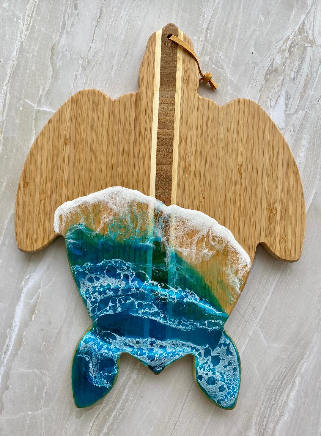 Sea Turtle (Honu) Resin and Bamboo Charcuterie Board