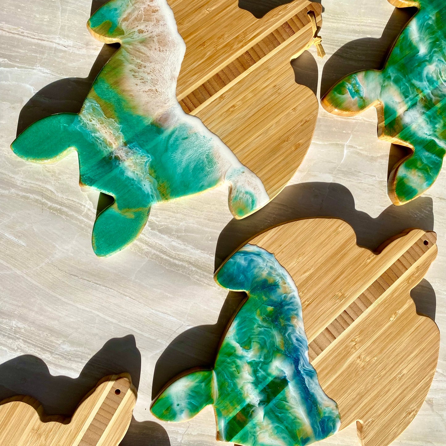 Sea Turtle (Honu) Resin and Bamboo Charcuterie Board