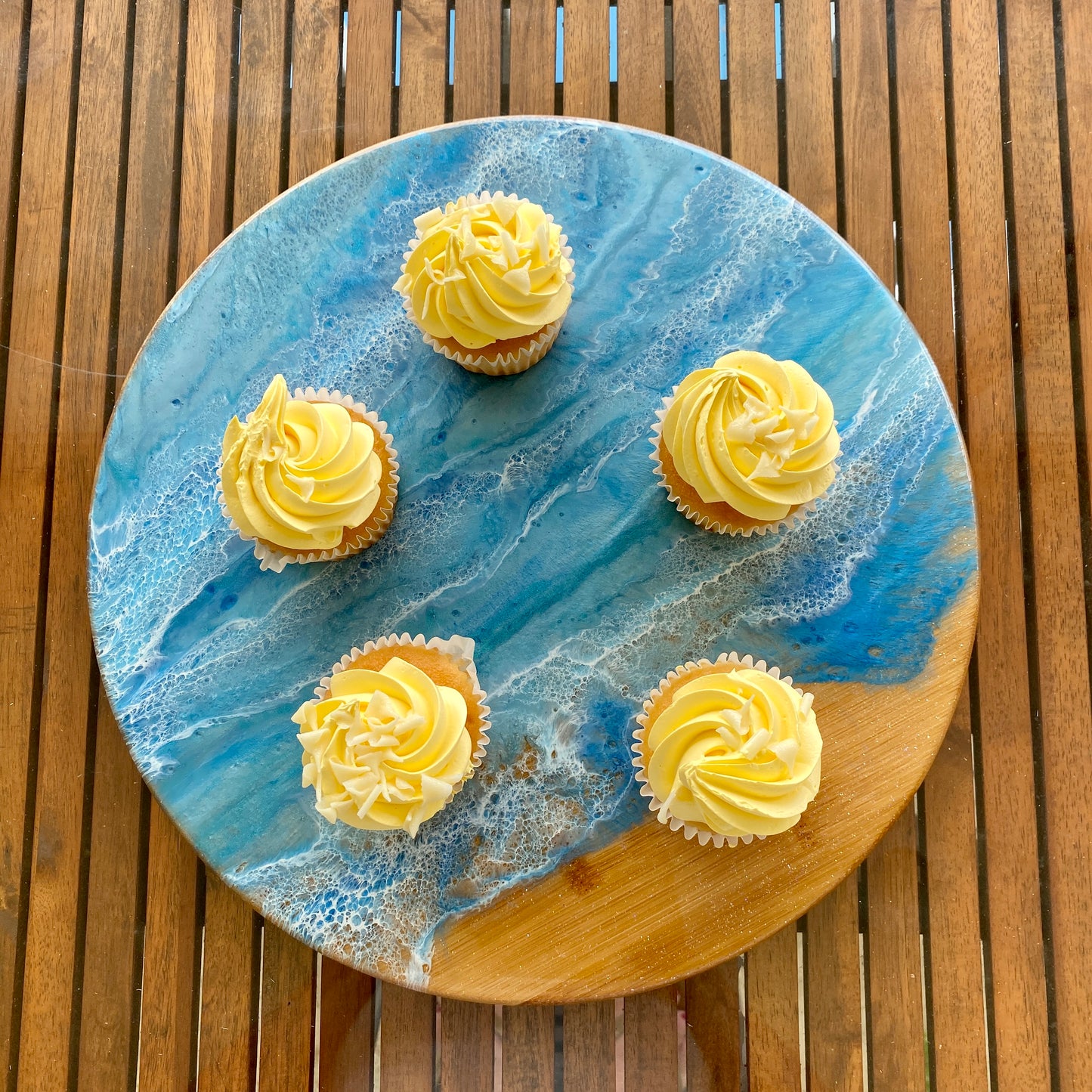 Bamboo & Resin Ocean Themed Lazy Susan