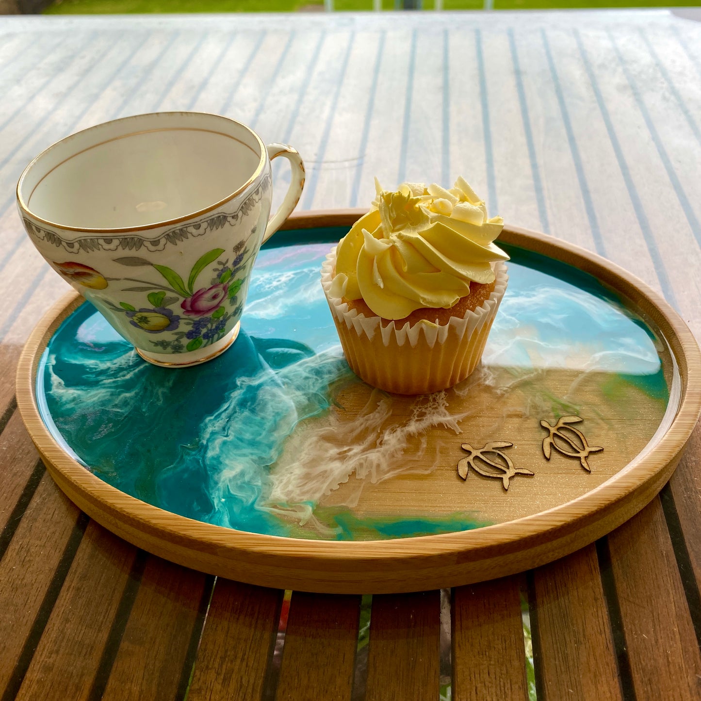 Swimming Turtle Ocean Themed Tea Tray