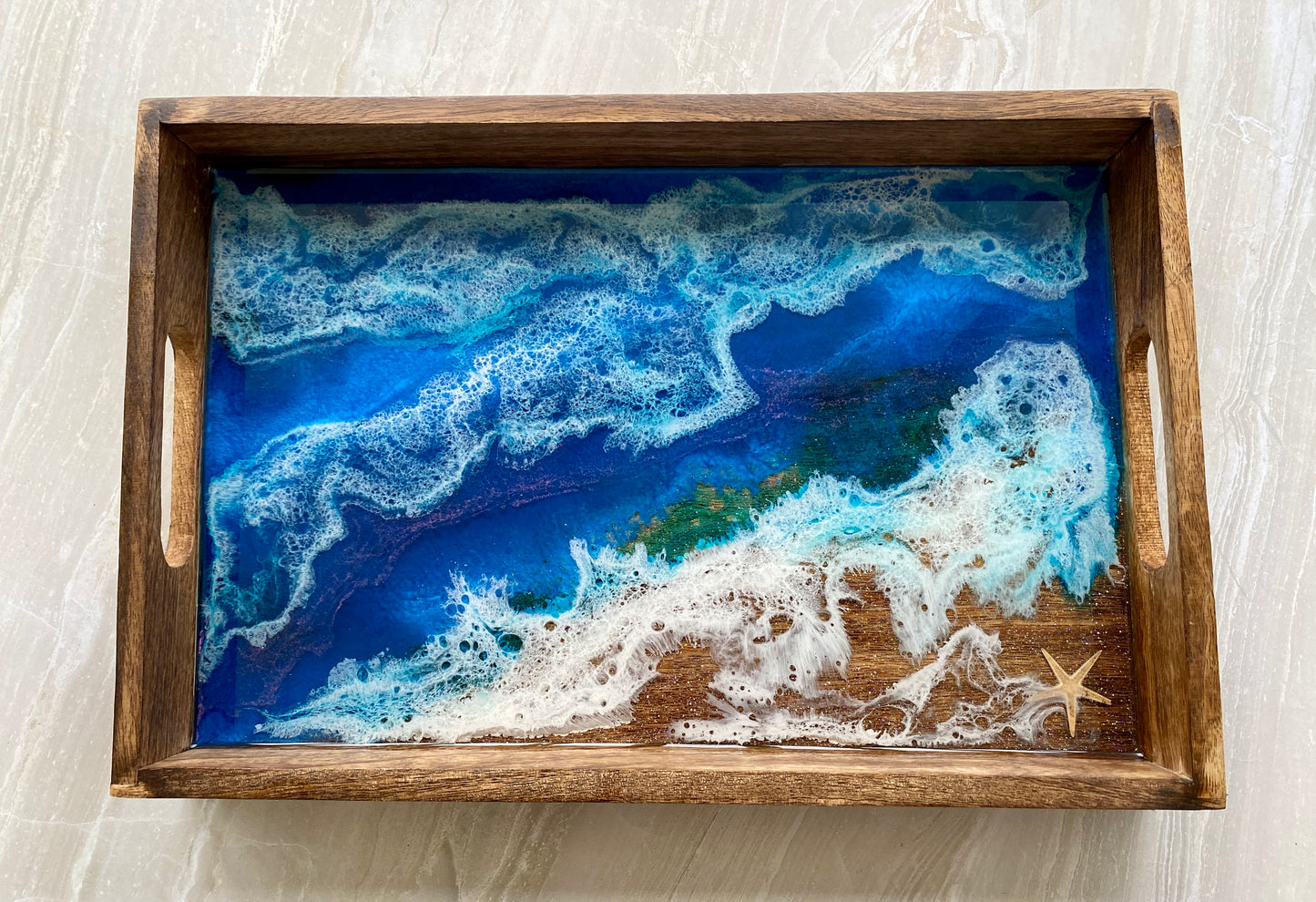 Starfish Ocean Themed Mango Wood Tray