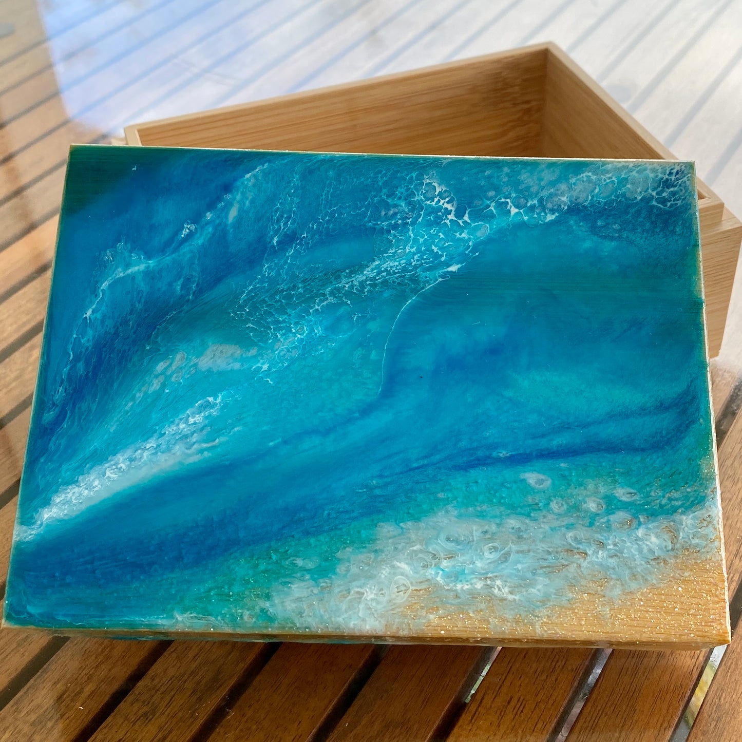 Bamboo & Resin Ocean Themed Keepsake Box