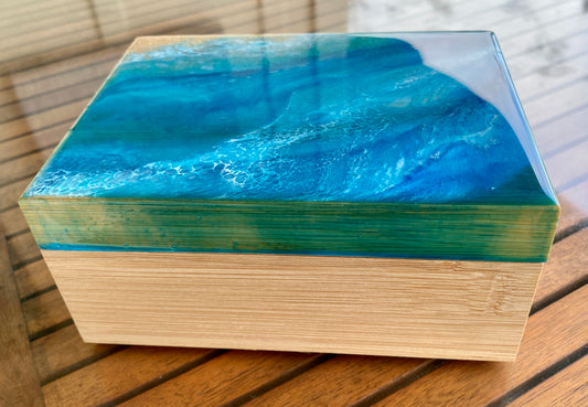 Bamboo & Resin Ocean Themed Keepsake Box