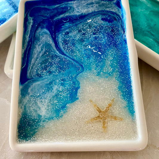 Ocean Themed Starfish Porcelain & Resin Ring/Earring Dishes